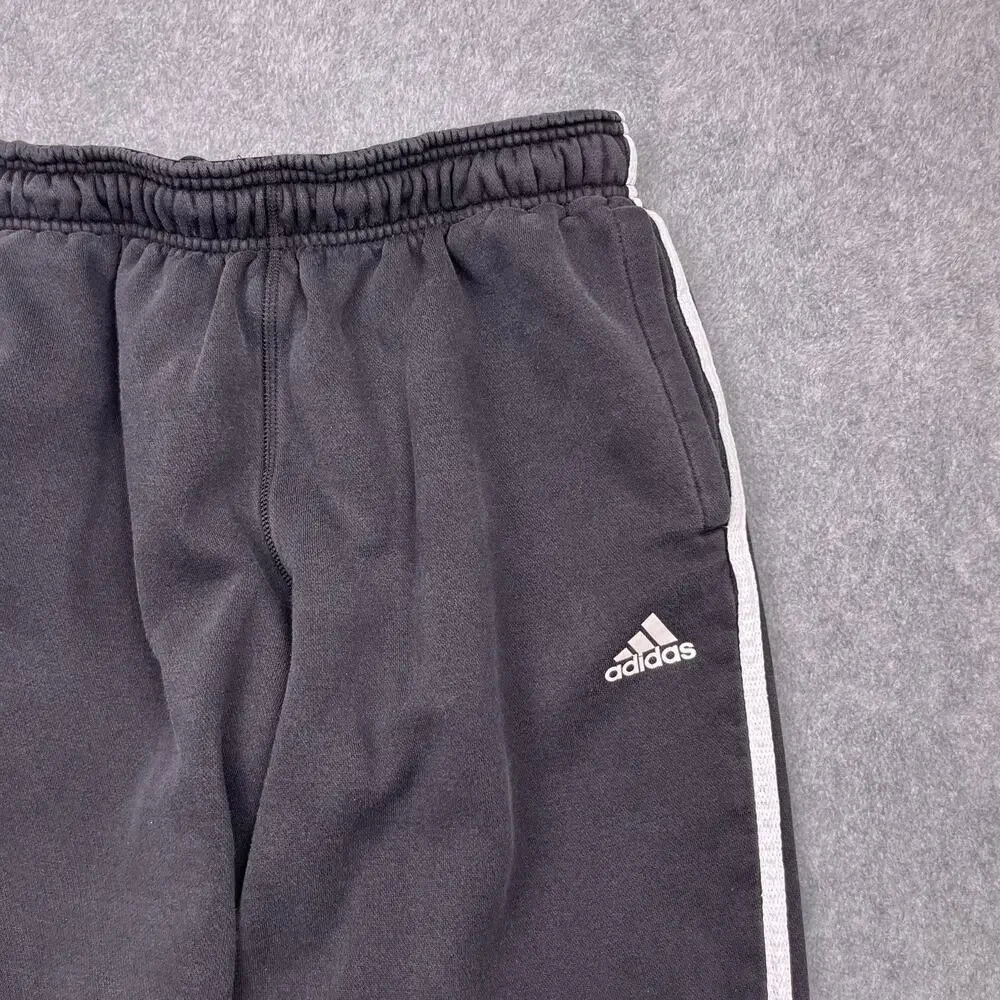 adidas sweatpants mens large black 3 stripe‎ jogger tapered